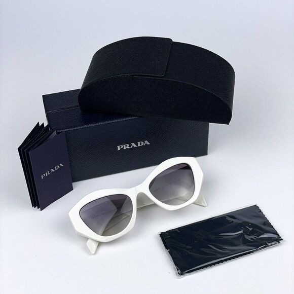 NEW Prada PR07YS 142130 White Grey Gradient Cat Eye Women Sunglasses - Picture 10 of 13